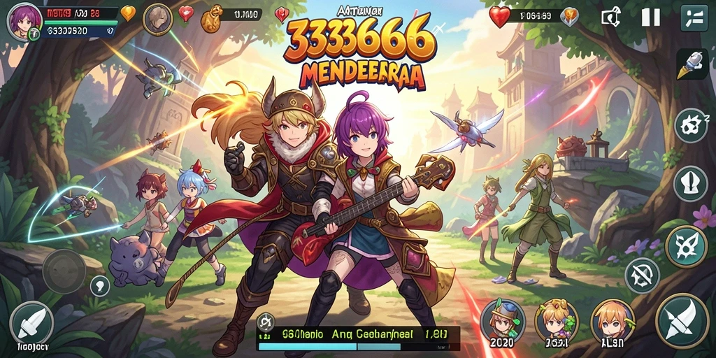 Tampilan gameplay <strong>333666</strong> menampilkan pertarungan seru karakter anime yang dinamis.