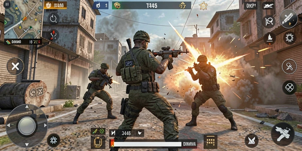 Screenshot gameplay <strong>3446</strong> yang menampilkan aksi pertempuran seru.