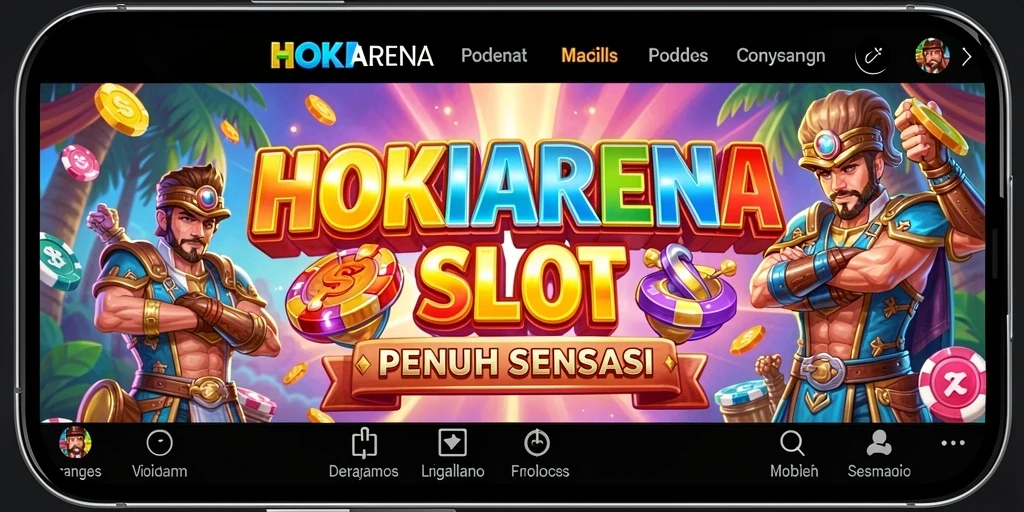 Tampilan gameplay menarik di HOKIARENA dengan simbol Slot berwarna-warni.