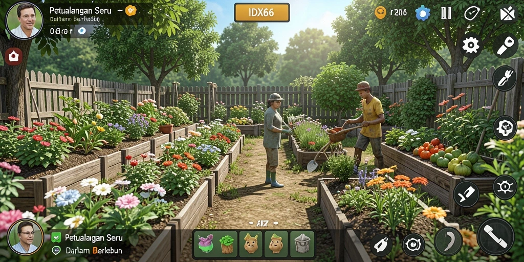 Gameplay seru dengan berbagai tanaman dan aktivitas berkebun.
