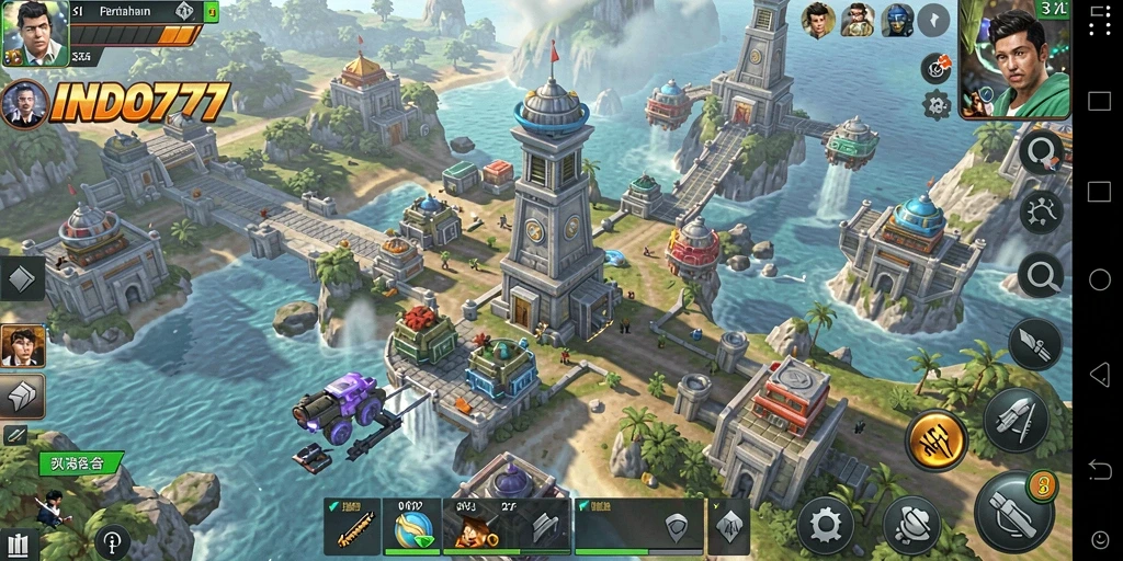 Screenshot gameplay INDO777 menunjukkan strategi menara yang mendebarkan.