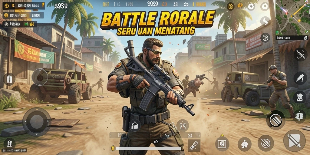 Menampilkan gameplay mendebarkan dari game Battle Royale S9S9.