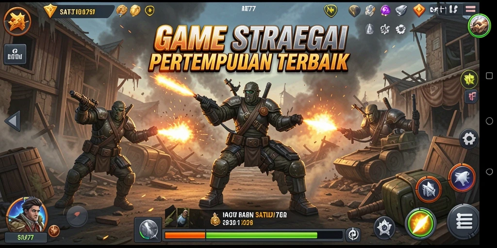 Tampilan menarik dari gameplay pertempuran strategi SATU77.