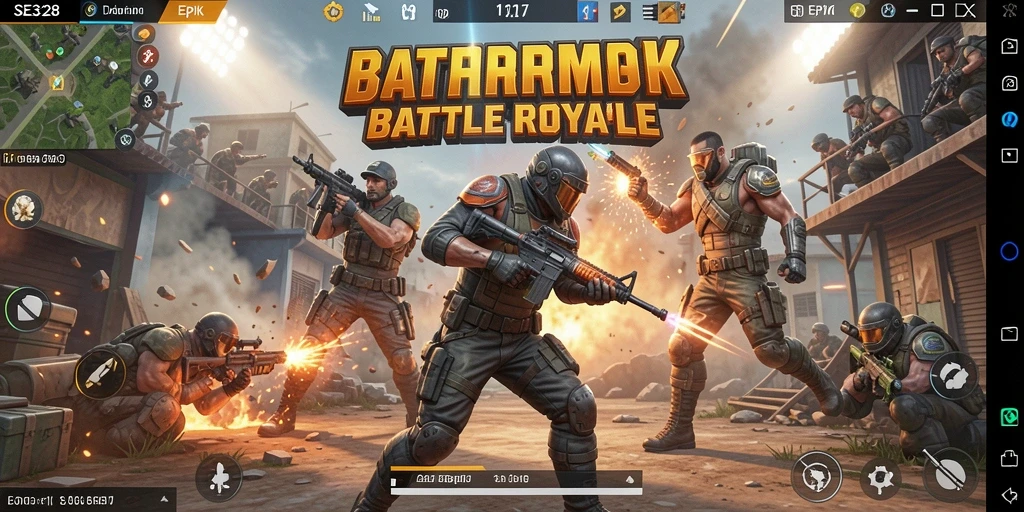 Screenshot gameplay SE328 menunjukkan aksi pertarungan intens di arena battle royale.