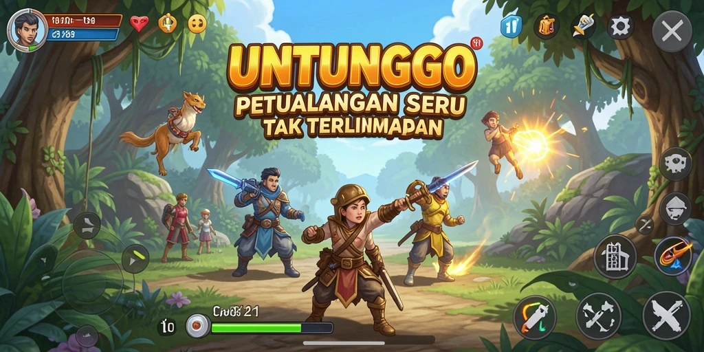 Tampilan gameplay UNTUNGGO yang mendebarkan dan penuh petualangan.