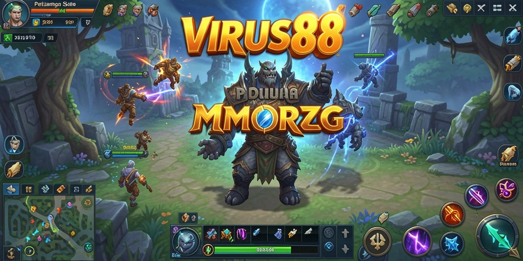 Tampilan gameplay mendebarkan dalam dunia MMORPG VIRUS88.