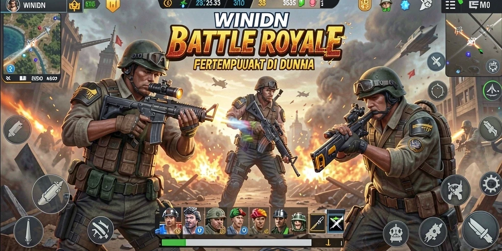 Gameplay seru dalam WINIDN dengan aksi Battle Royale.